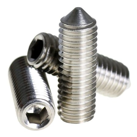 Newport Fasteners Socket Set Screw, Cone Point, 10-32 x 3/16", Stainless Steel, 18-8, Hex Socket Drive , 100PK 531715-100